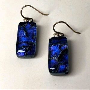 Handcrafted Silver Metal Dichroic Glass Earrings